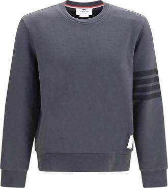 Thom Browne 4-Bar Katoenen Sweater - Heren - Sweatshirts & Hoodies - Grijs - Maat: S Katoen
