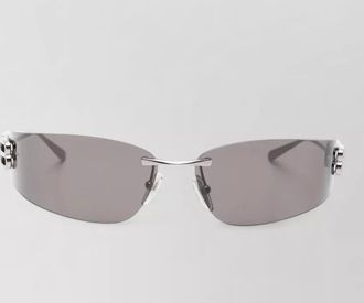 Balenciaga rimless rectangle frame sunglasses metal temples
