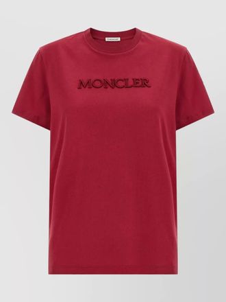Moncler cotton ribbed crew neck logo-embroidered t-shirt