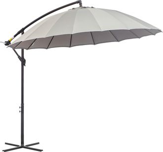 OUTSUNNY 3(m) Cantilever Shanghai Parasol w/ Crank Handle - Cross Base - Grey | TJ Hughes