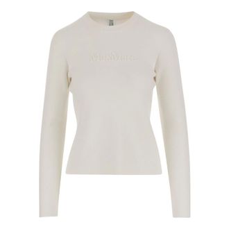 Max Mara Round-neck Knitwear, female, White, Size: XS Ticino Sweater