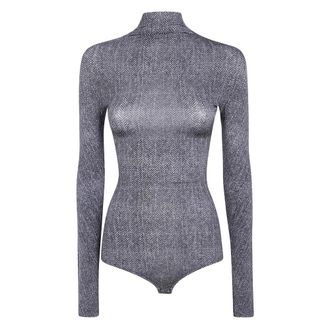 Maison Margiela Bedrukte Herringbone Bodysuit - Dames - Tops - Grijs - Maat: L Viscose