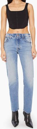 Mother Hiker Hover Mid-Rise Slim Straight Jeans In Penny For Your Thoughts