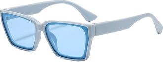 Generic Square Small Frame Men Sunglasses Outdoor Commuter Women Driver Sun Glasses(Blue)