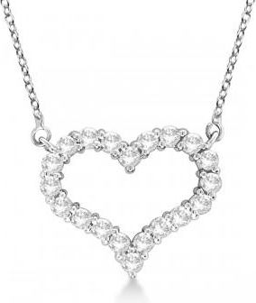 Allurez Open Heart Diamond Pendant Necklace 14k White Gold (0.50ct)