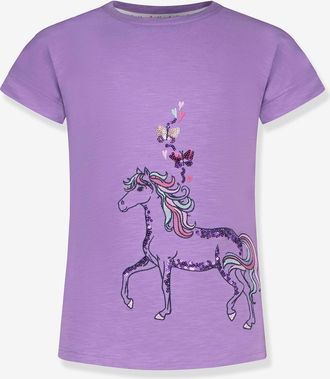 Salt And Pepper T-Shirt Pferde-Stickerei mit Pailletten M&auml;dchen Salt and Pepper violett