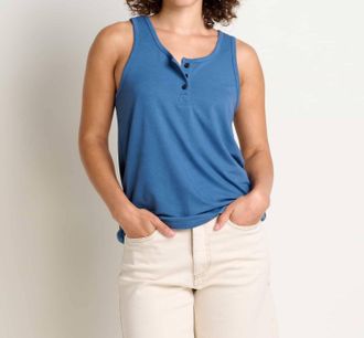 Toad & Co Piru Henley Tank Top In Pacific Blue