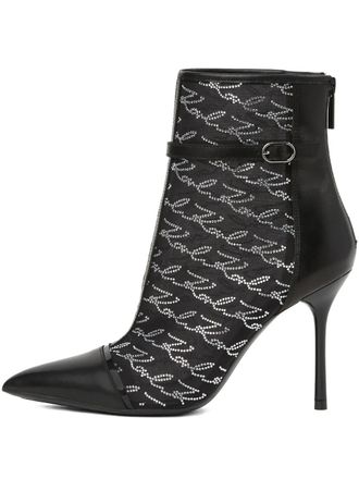 Karl Lagerfeld logo-sparkle ankle boots - Black