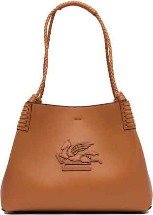 Etro Bruine Leren Schoudertas Elegante Stijl - Dames - Shoppers - Bruin - ONE Size - Leer - Tassen