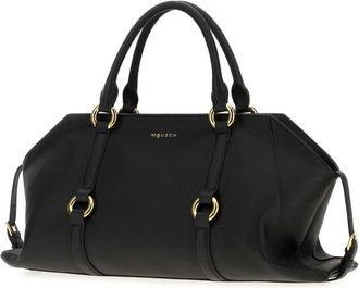 Alexander McQueen Womens Farringdon Top Handle Bag Black Calf Skinbrass