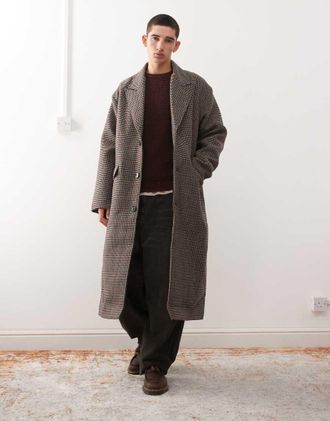 Weekday Cappotto in misto lana nero e beige a quadri