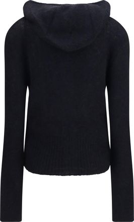 Our Legacy Womens Alpaca-Blend Zip-Up Hoodie Black Fuzzy Sweatshirts Sweater