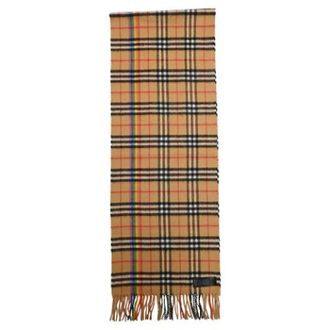 Burberry Pre-owned Scarves, female, Beige, Size: ONE SIZE Pre-owned Rainbow Stripe Detailed Scarf in Beige Cashmere