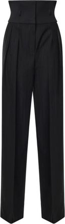 Dolce & Gabbana Wijde broek - Dames - Wijde Broeken - Zwart - M - Wol - Broeken