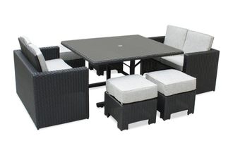 DCB Garden Conjunto de comedor empotrable 8 plazas resina trenzada