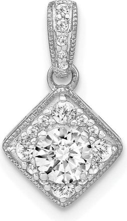 Diamond2Deal 14K White Gold Lab Grown Diamond Square Vintage Pendant (0.51ct, VS, G-H)