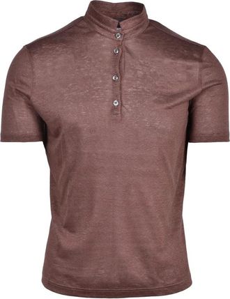 Ambrosio Brown Serafino Linen Polo