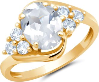MAX + STONE 10k Yellow or White Gold Oval Cut Gemstone Sunburst Halo Ring