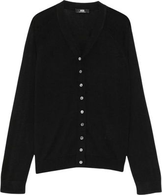 Alpha Studio Fijngebreide V-hals Cardigan - Dames - Vesten - Zwart - XL - Truien & Vesten