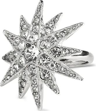 Kenneth Jay Lane Ring verfraaid met kristallen - Zilver