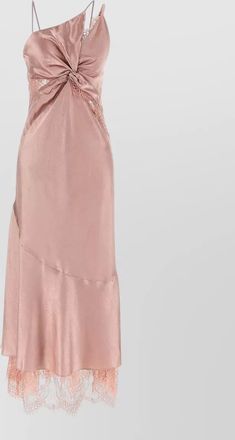 Pinko satin lace asymmetric draped midi dress