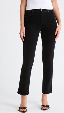 AG - Adriano Goldschmied Mari High Waist Slim Ankle Straight Leg Corduroy Pants in Sulfur Black at Nordstrom Rack, Size 23