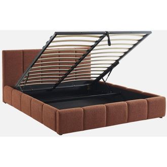 Sweeek Cama Con Caj&oacute;n Con Somier De L&aacute;minas Y Cabecero 160cm, Acabado En Borreguito