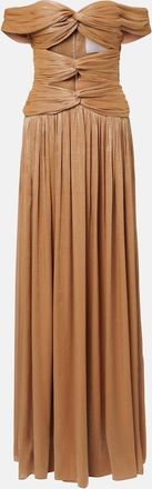 Costarellos Cutout Lurex georgette gown