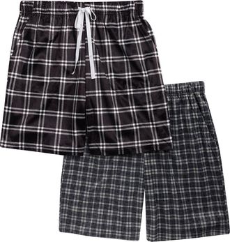 Geoffrey Beene 2-Pack Assorted Plaid Pajama Shorts in Black Multi at Nordstrom Rack, Size X-Large