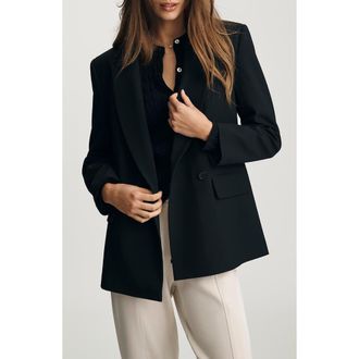 Mavi One-Button Stretch Blazer in Black at Nordstrom, Size Small