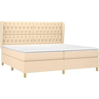 vidaXL Vidaxl - Cama Box Spring Con Colch&oacute;n Tela Color Crema 200x200 Cm