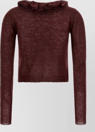 Alberta Ferretti ruffled cropped v-neck mohair-blend sweater