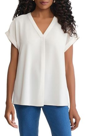 Jones New York Cuffed Short Sleeve Top in White Sand at Nordstrom, Size Medium