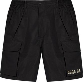 Dsquared2 Logo Bedrukte Cargo Shorts - Heren - Korte Broeken - Zwart - XL - Katoen - Korte Broeken