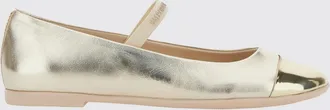 Emporio Armani Laminated Calfskin Mary Jane Ballet Flats with a Round Toe