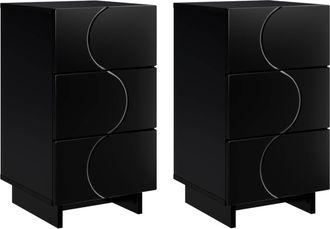vidaXL Mesa De Noche 2 Pcs Negro 33,5 X 34,5 X 60 Cm Vidaxl