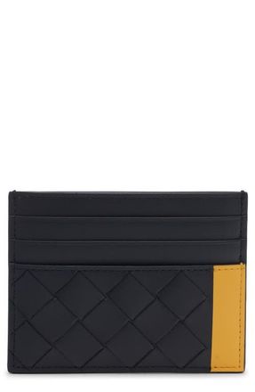 Bottega Veneta Intrecciato Leather Card Holder in 4112 Midnight-Taxi at Nordstrom
