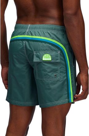 Sundek Classic Swim Trunks in Camo Green at Nordstrom, Size Xx-Large