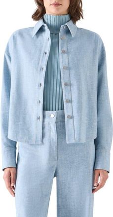 Akris Cropped Cotton Denim Shirt in Light Blue at Nordstrom, Size 12