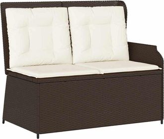 vidaXL Garden Bench with Cushion Brown Poly rattan vidaXL