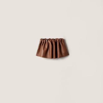 Miu Miu Plong&eacute; nappa leather miniskirt