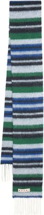 Marni fringed colour-block scarf - men - Alpaca/Wool/Polyamide - One Size - Blue