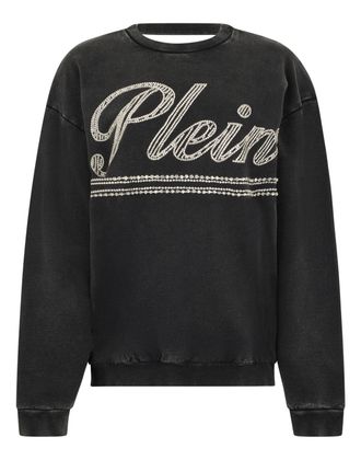 Philipp Plein Round Neck Sweatshirt Spiderweb Strass