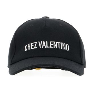 Valentino Garavani Stijlvolle Hoeden Collectie - Heren - Petten - Zwart - 59 CM - Katoen - Accessoires