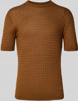 Emporio Armani T-Shirt mit geripptem Rundhalsausschnitt in Gold, Größe XXL