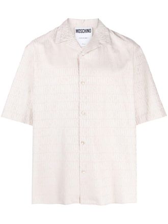 Moschino Camicia con logo jacquard - Toni neutri