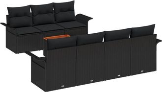 vidaXL Garden Sofa Set 8 pcs Black Poly rattan Vidaxl
