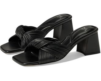 Marc Fisher Womens Marc Fisher Cherrie Sandals Black Leather Square Toe Block Heel KHD660