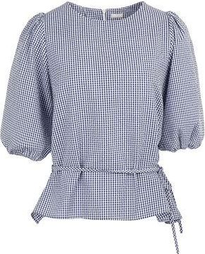 8 by YOOX SEERSUCKER VICHY PUFF SLEEVE BLOUSE