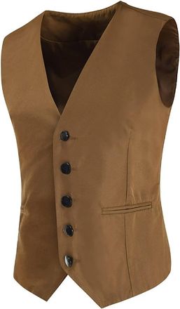 Generic Sleeveless Waistcoat Men, Men Suit Vest Cotton Waistcoat Suit Vest For Wedding Mens Formal Waistcoat V Neck Sleeveless Slim Fit Jacket Mens Business C